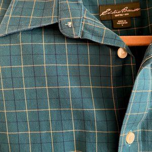 Eddie Bauer Green Plaid Long Sleeve Button-down Shirt - Size Small